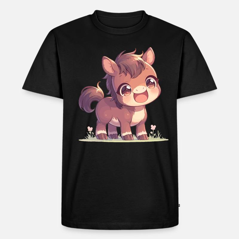Pferde Pferd - Männer Premium Bio T-Shirt - Schwarz