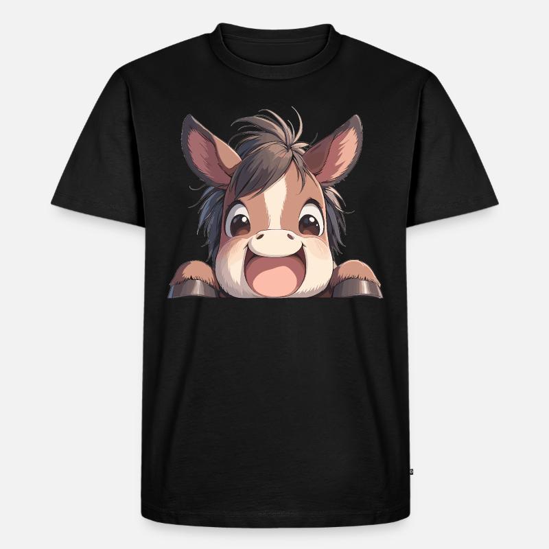 Pferde Pferd - Männer Premium Bio T-Shirt - Schwarz