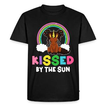 Mélanine Noir Histoire Peau Brune Embrassée Par Le Soleil - T-shirt Premium bio Homme - noir - Devant - Nico (187cm)
