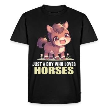 Chevaux Cheval - T-shirt Premium bio Homme - noir - Devant - Nico (187cm)
