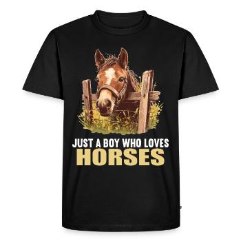 Chevaux Cheval - T-shirt Premium bio Homme - noir - Devant - Nico (187cm)