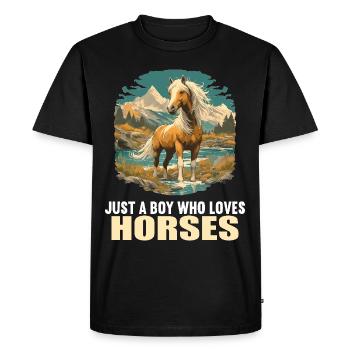 Chevaux Cheval - T-shirt Premium bio Homme - noir - Devant - Nico (187cm)