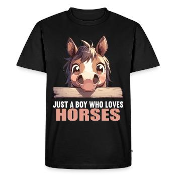 Chevaux Cheval - T-shirt Premium bio Homme - noir - Devant - Nico (187cm)