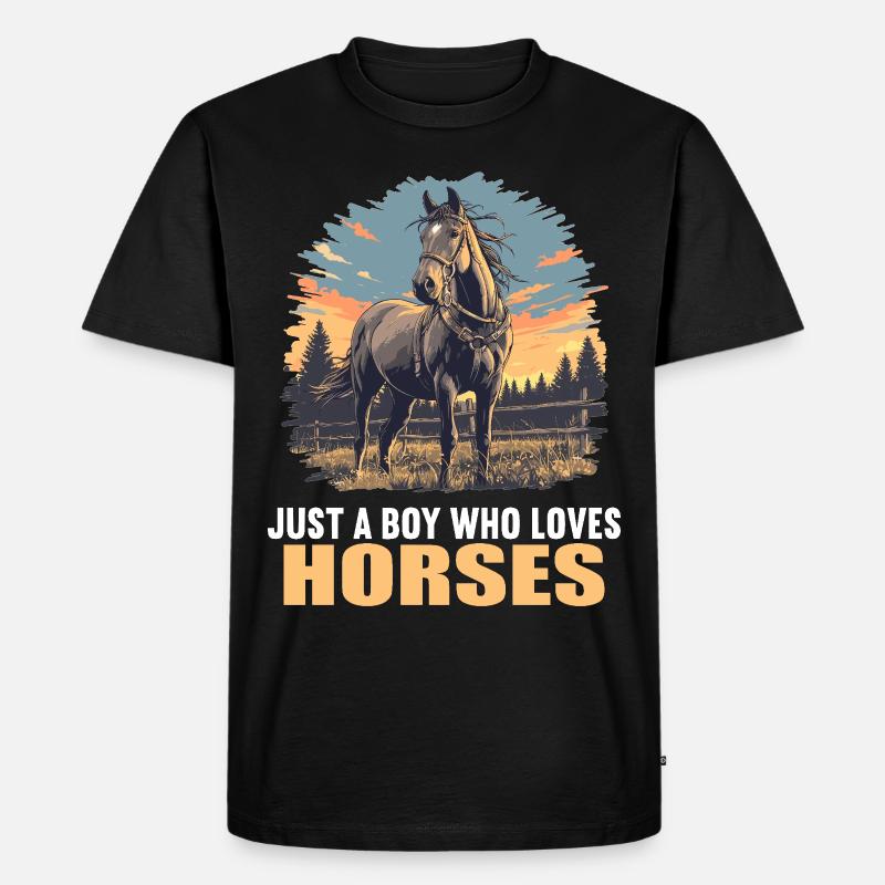 Pferde Pferd - Männer Premium Bio T-Shirt - Schwarz