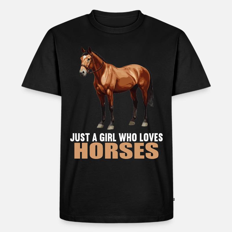 Pferde Pferd - Männer Premium Bio T-Shirt - Schwarz