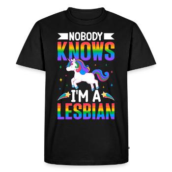 Personne ne sait que je suis une fierté lesbienne LGBTQ Arc-en-ciel - T-shirt Premium bio Homme - noir - Devant - Nico (187cm)