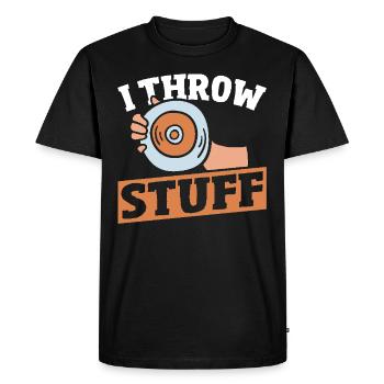 Je lance des choses, je lance le disque - T-shirt Premium bio Homme - noir - Devant - Nico (187cm)