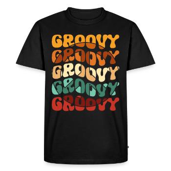 Groovy Hippie 70s 1970s 60s Party - Men's Premium Organic T-Shirt - black - Front - Nico (187cm)