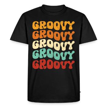 Groovy Hippie 70s 1970s 60s Party - Men's Premium Organic T-Shirt - black - Front - Nico (187cm)