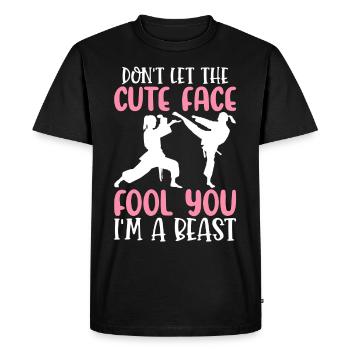 Licorne féminine de taekwondo Ne vous laissez pas être - T-shirt Premium bio Homme - noir - Devant - Nico (187cm)