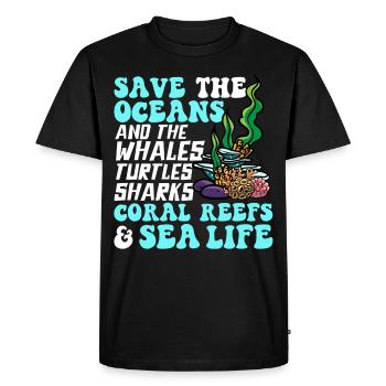 Save the oceans, coral reefs, marine life - Men's Premium Organic T-Shirt - black - Front - Nico (187cm)