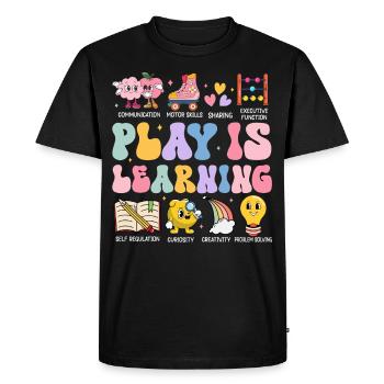 Le jeu, c’est apprendre Appréciation des enseignants de maternelle - T-shirt Premium bio Homme - noir - Devant - Nico (187cm)