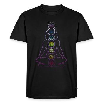 7 Chakras Zen Méditation & Yoga Bouddhisme - T-shirt Premium bio Homme - noir - Devant - Nico (187cm)