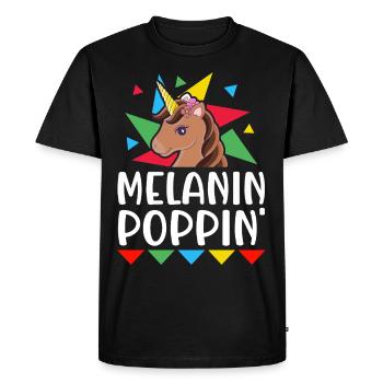 Mélanine Poppin Peau Brun Noir Histoire - T-shirt Premium bio Homme - noir - Devant - Nico (187cm)