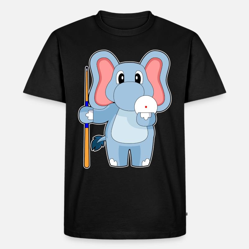 Elefant Billiard Queue - Männer Premium Bio T-Shirt - Schwarz