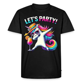 Party Outfit, Party Holiday, Unicorn, Let's Party - Men's Premium Organic T-Shirt - black - Front - Nico (187cm)