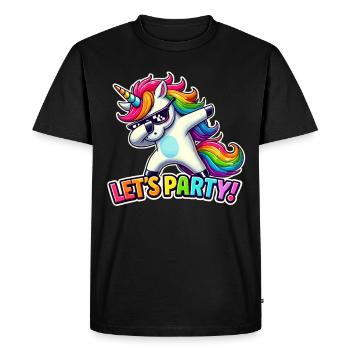 Party Outfit, Party Holiday, Unicorn, Let's Party - Men's Premium Organic T-Shirt - black - Front - Nico (187cm)
