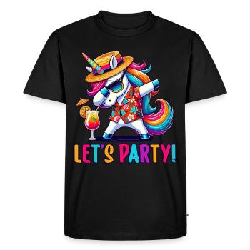 Party Outfit, Party Holiday, Unicorn, Let's Party - Men's Premium Organic T-Shirt - black - Front - Nico (187cm)