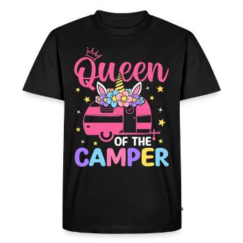 Reine Du Campeur Femme Camper Camping Fille - T-shirt Premium bio Homme - noir - Devant - Nico (187cm)