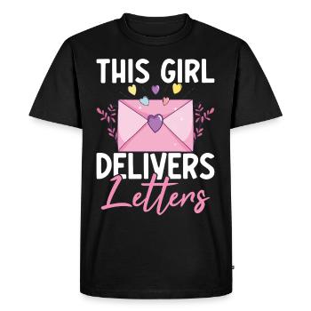 This Girl Delivers Letters Female - Men's Premium Organic T-Shirt - black - Front - Nico (187cm)