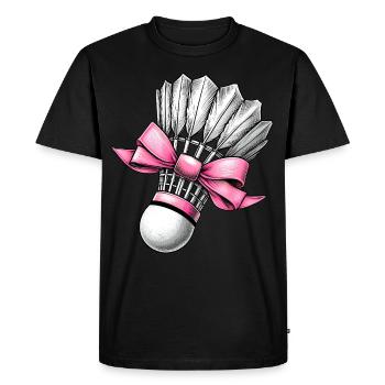 Coquette noeud Badminton Volant Ruban Rose Maman - T-shirt Premium bio Homme - noir - Devant - Nico (187cm)