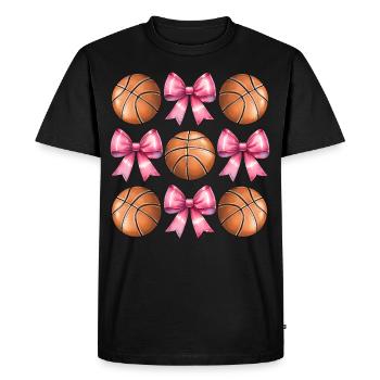 Coquette noeud basketteur Basketteur Fête des Mères Rose - T-shirt Premium bio Homme - noir - Devant - Nico (187cm)