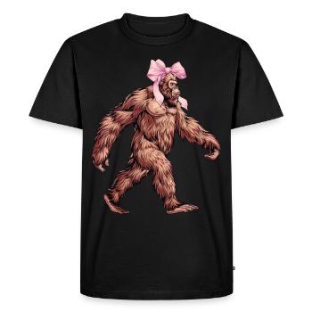 Coquette noeud Bigfoot Sasquatch Yeti Rose - T-shirt Premium bio Homme - noir - Devant - Nico (187cm)