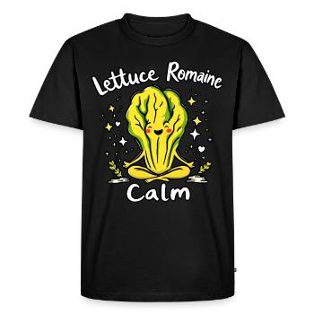 Lettuce Romaine Calm – Funny Salad - Men's Premium Organic T-Shirt - black - Front - Nico (187cm)