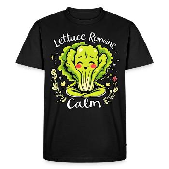 Lettuce Romaine Calm – Funny Salad Yoga - Men's Premium Organic T-Shirt - black - Front - Nico (187cm)