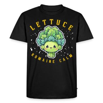 Lettuce Romaine Calm – Funny Salad - Men's Premium Organic T-Shirt - black - Front - Nico (187cm)