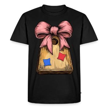 Coquette Bow Cornhole Board Bean Bag Mothers Day - Men's Premium Organic T-Shirt - black - Front - Nico (187cm)