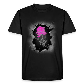 Halloween Flower Rose Roses Skeleton Death - Men's Premium Organic T-Shirt - black - Front - Nico (187cm)