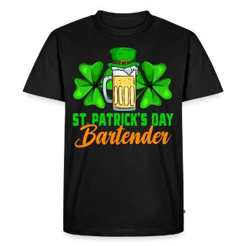 St Patrick's Day Bartender - Men's Premium Organic T-Shirt - black - Front - Nico (187cm)