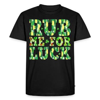 Frotte-moi pour la chance - T-shirt Premium bio Homme - noir - Devant - Nico (187cm)