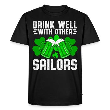 Drink well with other Sailors - Men's Premium Organic T-Shirt - black - Front - Nico (187cm)