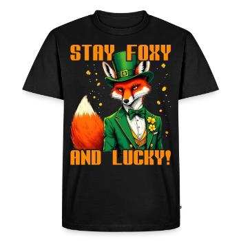 Stay Foxy and Lucky St. Patrick's Day - Men's Premium Organic T-Shirt - black - Front - Nico (187cm)