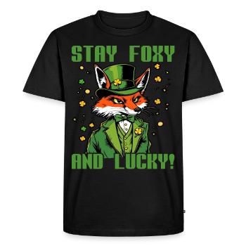 Stay Foxy and Lucky St. Patrick's Day - Men's Premium Organic T-Shirt - black - Front - Nico (187cm)
