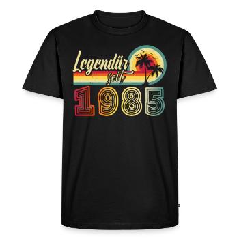 Légendaire depuis 1985 Texte allemand vintage - T-shirt Premium bio Homme - noir - Devant - Nico (187cm)