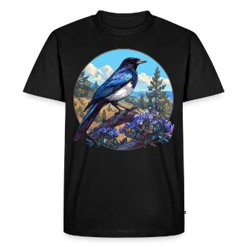 Magpies Magpie - Men's Premium Organic T-Shirt - black - Front - Nico (187cm)