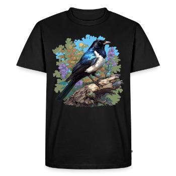 Magpies Magpie - Men's Premium Organic T-Shirt - black - Front - Nico (187cm)