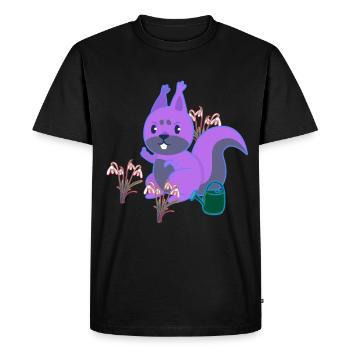Squirrel Spring Flowers Gardening Flowers - Men's Premium Organic T-Shirt - black - Front - Nico (187cm)