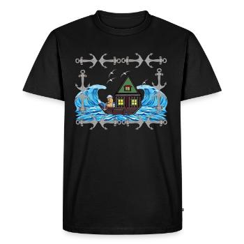 Maritime cacahuète marin navire navires Ahoy Moin - T-shirt Premium bio Homme - noir - Devant - Nico (187cm)