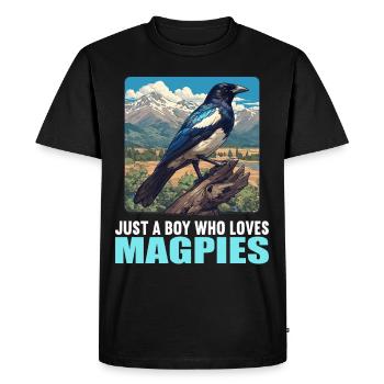 Magpies Magpie - Men's Premium Organic T-Shirt - black - Front - Nico (187cm)