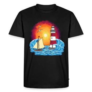 Navire à voile maritime Navire phare Navires - T-shirt Premium bio Homme - noir - Devant - Nico (187cm)