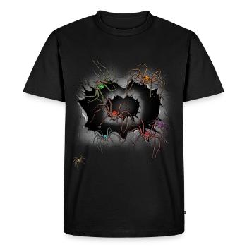 Araignées d’Halloween Araignées Araignées Phobie - T-shirt Premium bio Homme - noir - Devant - Nico (187cm)