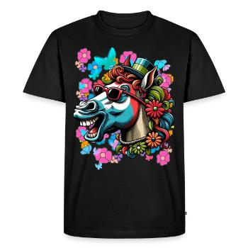 Printemps Eté Cheval Chevaux Cavalier Enfants - T-shirt Premium bio Homme - noir - Devant - Nico (187cm)