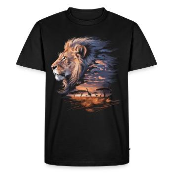 Roi de la savane – Art épique du lion - T-shirt Premium bio Homme - noir - Devant - Nico (187cm)