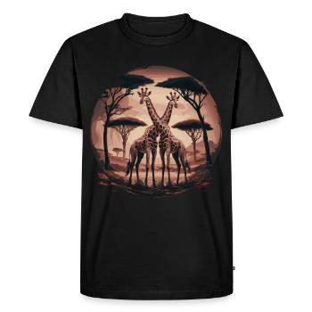 Two Giraffes – Surreal Safari Art - Men's Premium Organic T-Shirt - black - Front - Nico (187cm)