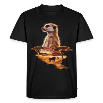 Suricates dans la savane – Faune africaine - T-shirt Premium bio Homme - noir - Devant - Nico (187cm)