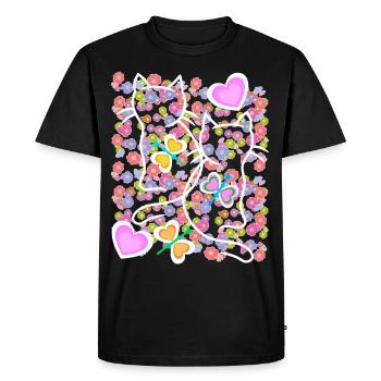 Spring Summer Cats Cat Butterflies - Men's Premium Organic T-Shirt - black - Front - Nico (187cm)
